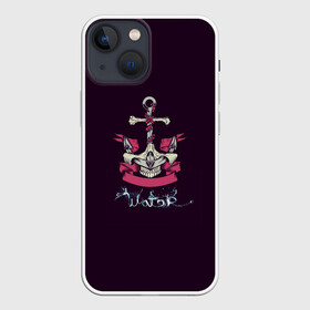 Чехол для iPhone 13 mini с принтом Якорь из костей в Новосибирске,  |  | water | вода | корабли | кости | море | моряк | якорь