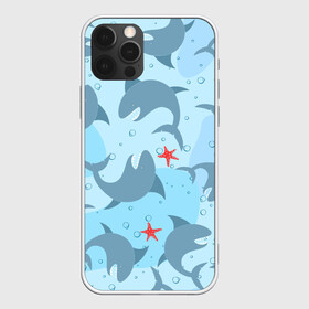 Чехол для iPhone 12 Pro с принтом Акулы паттерн в Новосибирске, силикон | область печати: задняя сторона чехла, без боковых панелей | shark | акула | акулы | жители | клыки | море | морские | океан | рыба