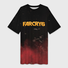 Платье-футболка 3D с принтом Far Cry 6 в Новосибирске,  |  | far cry 6 | дым | игра | лого | надпись | частицы