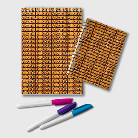 Блокнот с принтом Far Cry 6 в Новосибирске, 100% бумага | 48 листов, плотность листов — 60 г/м2, плотность картонной обложки — 250 г/м2. Листы скреплены удобной пружинной спиралью. Цвет линий — светло-серый
 | far cry 6 | игра | лого | надпись | текстура | частицы