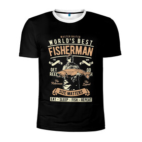 Мужская футболка 3D спортивная с принтом Размер Рыбака Имеет Значение в Новосибирске, 100% полиэстер с улучшенными характеристиками | приталенный силуэт, круглая горловина, широкие плечи, сужается к линии бедра | Тематика изображения на принте: вылавливание рыбы | ловля рыбы | рыбак | рыбалка | рыбная ловля | рыболовство
