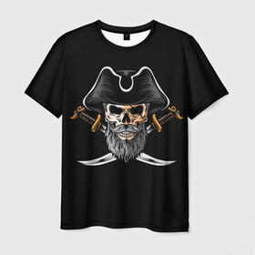 Мужская футболка 3D с принтом Морской Капитан Пират в Новосибирске, 100% полиэфир | прямой крой, круглый вырез горловины, длина до линии бедер | дэви джонс | капитан | клад | пират | пираты | сабли | сокровища | сундук мертвеца | чёрная борода