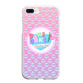 Чехол для iPhone 7Plus/8 Plus матовый с принтом Doki Doki Literature Club Лого паттерн (Z) в Новосибирске, Силикон | Область печати: задняя сторона чехла, без боковых панелей | Тематика изображения на принте: doki doki | doki doki literature club | monika | natsuki | sayori | team salvato | yuri | доки | доки доки | литературный клуб | моника | нацуки | саёри | юри