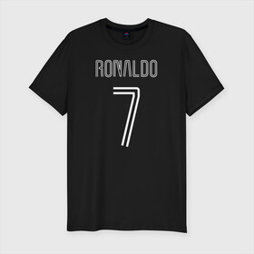 Мужская футболка хлопок Slim с принтом Ronaldo 7 номер на груди в Новосибирске, 92% хлопок, 8% лайкра | приталенный силуэт, круглый вырез ворота, длина до линии бедра, короткий рукав | 7 | champion | cr7 | cristiano ronaldo | fifa | football | football club | juventus | soccer | uefa | игра | криштиану роналду | лига чемпионов | реал мадрид | сборная португалии | спорт | уефа | фифа | фк | футбол | футболь