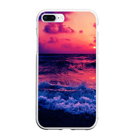 Чехол для iPhone 7Plus/8 Plus матовый с принтом Закат на берегу в Новосибирске, Силикон | Область печати: задняя сторона чехла, без боковых панелей | Тематика изображения на принте: берег | волны | закат | море | пляж