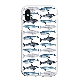 Чехол для iPhone XS Max матовый с принтом киты в Новосибирске, Силикон | Область печати: задняя сторона чехла, без боковых панелей | Тематика изображения на принте: ocean | sea | касатки | киты | море | морские мотивы | морской принт | морской фон | океан | паттерн | рыбы | текстуры