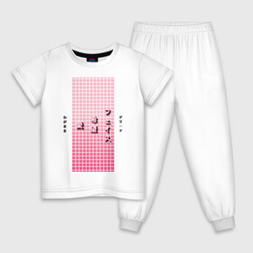 Детская пижама хлопок с принтом Good Mood в Новосибирске, 100% хлопок |  брюки и футболка прямого кроя, без карманов, на брюках мягкая резинка на поясе и по низу штанин
 | checkered | gradient | hieroglyphs | japanese | neon | градиент | иероглифы | клетка | неон | японский