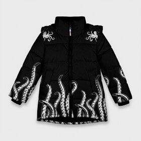 Зимняя куртка для девочек 3D с принтом Octopus Щупальца в Новосибирске, ткань верха — 100% полиэстер; подклад — 100% полиэстер, утеплитель — 100% полиэстер. | длина ниже бедра, удлиненная спинка, воротник стойка и отстегивающийся капюшон. Есть боковые карманы с листочкой на кнопках, утяжки по низу изделия и внутренний карман на молнии. 

Предусмотрены светоотражающий принт на спинке, радужный светоотражающий элемент на пуллере молнии и на резинке для утяжки. | animal | beast | kraken | ocean | octopus | sea | ship | water | вода | животные | звери | корабль | кракен | море | океан | осьминог | рыбы | щупальца