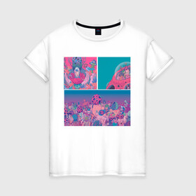 Женская футболка хлопок с принтом The water world of psychedelic в Новосибирске, 100% хлопок | прямой крой, круглый вырез горловины, длина до линии бедер, слегка спущенное плечо | abstraction | acid | colors | кислота | психоделика | цветной