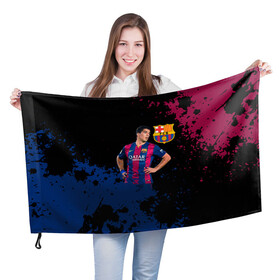 Флаг 3D с принтом Barcelona Луис Суарес в Новосибирске, 100% полиэстер | плотность ткани — 95 г/м2, размер — 67 х 109 см. Принт наносится с одной стороны | barca | barcelona | fc barca | luis suarez | барка | барселона | луис суарес