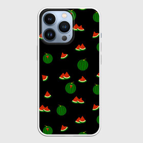 Чехол для iPhone 13 Pro с принтом Арбуз на черном фоне в Новосибирске,  |  | food | pattern | red | ripe | round | seeds | slice | slices | small | summer | watermelon | whole | арбуз | горох | еда | красный | круглый | кусочки | летний | ломтик | мелкий | нарезанный | паттерн | пища | семечки | спелый | целый