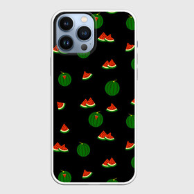 Чехол для iPhone 13 Pro Max с принтом Арбуз на черном фоне в Новосибирске,  |  | food | pattern | red | ripe | round | seeds | slice | slices | small | summer | watermelon | whole | арбуз | горох | еда | красный | круглый | кусочки | летний | ломтик | мелкий | нарезанный | паттерн | пища | семечки | спелый | целый