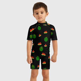 Детский купальный костюм 3D с принтом Арбуз на черном фоне в Новосибирске, Полиэстер 85%, Спандекс 15% | застежка на молнии на спине | food | pattern | red | ripe | round | seeds | slice | slices | small | summer | watermelon | whole | арбуз | горох | еда | красный | круглый | кусочки | летний | ломтик | мелкий | нарезанный | паттерн | пища | семечки | спелый | целый