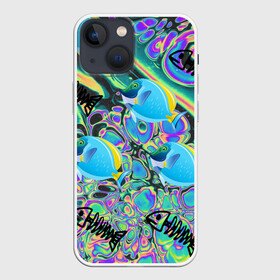 Чехол для iPhone 13 mini с принтом Life cycle в Новосибирске,  |  | acid | colors | fish | life | ocean | море | океан | рыба