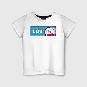 Детская футболка хлопок с принтом LOU (ПЛАШКА) в Новосибирске, 100% хлопок | круглый вырез горловины, полуприлегающий силуэт, длина до линии бедер | Тематика изображения на принте: android | brawl | brawl stars | clash | game | lou | stars | андроид | игра | мобильные игры
