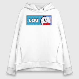 Женское худи Oversize хлопок с принтом LOU (ПЛАШКА) в Новосибирске, френч-терри — 70% хлопок, 30% полиэстер. Мягкий теплый начес внутри —100% хлопок | боковые карманы, эластичные манжеты и нижняя кромка, капюшон на магнитной кнопке | android | brawl | brawl stars | clash | game | lou | stars | андроид | игра | мобильные игры