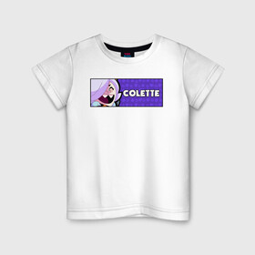 Детская футболка хлопок с принтом COLETTE (ПЛАШКА) в Новосибирске, 100% хлопок | круглый вырез горловины, полуприлегающий силуэт, длина до линии бедер | android | brawl | brawl stars | clash | colette | game | stars | андроид | игра | мобильные игры