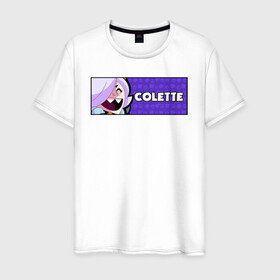 Мужская футболка хлопок с принтом COLETTE (ПЛАШКА) в Новосибирске, 100% хлопок | прямой крой, круглый вырез горловины, длина до линии бедер, слегка спущенное плечо. | android | brawl | brawl stars | clash | colette | game | stars | андроид | игра | мобильные игры