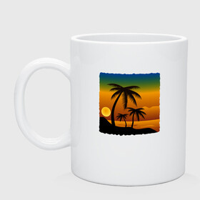Кружка керамическая с принтом ЗАКАТ в Новосибирске, керамика | объем — 330 мл, диаметр — 80 мм. Принт наносится на бока кружки, можно сделать два разных изображения | beach | ocean | palm trees | sea | summer | sun | sunset | vacation | закат | лето | море | океан | отдых | отпуск | пальмы | пляж | солнце