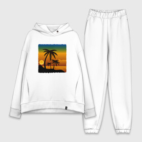 Женский костюм хлопок Oversize с принтом ЗАКАТ в Новосибирске,  |  | beach | ocean | palm trees | sea | summer | sun | sunset | vacation | закат | лето | море | океан | отдых | отпуск | пальмы | пляж | солнце