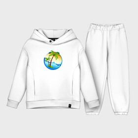 Детский костюм хлопок Oversize с принтом palm beach в Новосибирске,  |  | beach | ocean | palm trees | sea | summer | sun | sunset | vacation | закат | лето | море | океан | отдых | отпуск | пальмы | пляж | солнце