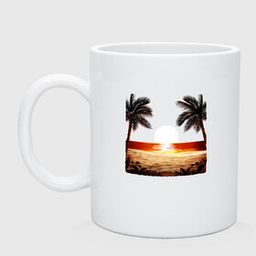 Кружка керамическая с принтом beach в Новосибирске, керамика | объем — 330 мл, диаметр — 80 мм. Принт наносится на бока кружки, можно сделать два разных изображения | beach | ocean | palm trees | sea | summer | sun | sunset | vacation | закат | лето | море | океан | отдых | отпуск | пальмы | песок | пляж | солнце