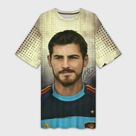 Платье-футболка 3D с принтом Iker Casillas в Новосибирске,  |  | casillas | football | iker | iker casillas | porto | real | real madrid | vdkarsvet | икер | икер касильяс | касильяс | потру | реал | реал мадрид | футбол