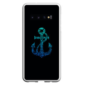 Чехол для Samsung Galaxy S10 с принтом Navy. Anchor в Новосибирске, Силикон | Область печати: задняя сторона чехла, без боковых панелей | Тематика изображения на принте: anchor | fish | gradient | marine | mermaid | navy | ocean | octopus | sailor | sea | shark | ship | skull | treasure | whale | акула | градиент | кит | корабль | море | морской | моряк | океан | осьминог | русалка | рыба | сокровище | 