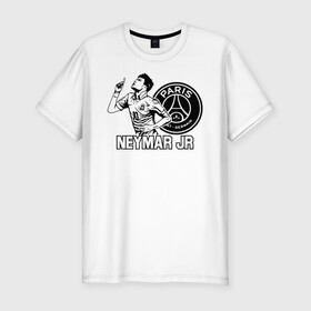 Мужская футболка хлопок Slim с принтом Неймар Дж фирменный жест в Новосибирске, 92% хлопок, 8% лайкра | приталенный силуэт, круглый вырез ворота, длина до линии бедра, короткий рукав | Тематика изображения на принте: brazil | champions | fifa | junior | neymar | neymar jr | paris saint germain | psg | uefa | бразилия | джуниор | младший | наймар | неймар | пари сен жермен | петух | псж | сборная бразилии | уефа | фифа | футбик | футбол 