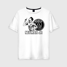 Женская футболка хлопок Oversize с принтом Неймар Дж фирменный жест в Новосибирске, 100% хлопок | свободный крой, круглый ворот, спущенный рукав, длина до линии бедер
 | Тематика изображения на принте: brazil | champions | fifa | junior | neymar | neymar jr | paris saint germain | psg | uefa | бразилия | джуниор | младший | наймар | неймар | пари сен жермен | петух | псж | сборная бразилии | уефа | фифа | футбик | футбол 
