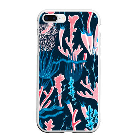 Чехол для iPhone 7Plus/8 Plus матовый с принтом Подводный мир в Новосибирске, Силикон | Область печати: задняя сторона чехла, без боковых панелей | colorful | coral | deep | sea | seamless | seaweed | водоросли | глубокий | коралл | красочный | паттерн | подводный мир