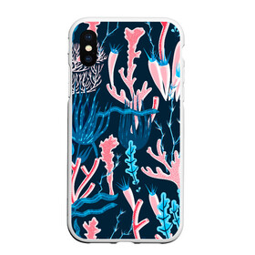 Чехол для iPhone XS Max матовый с принтом Подводный мир в Новосибирске, Силикон | Область печати: задняя сторона чехла, без боковых панелей | colorful | coral | deep | sea | seamless | seaweed | водоросли | глубокий | коралл | красочный | паттерн | подводный мир