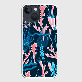 Чехол для iPhone 13 mini с принтом Подводный мир в Новосибирске,  |  | colorful | coral | deep | sea | seamless | seaweed | водоросли | глубокий | коралл | красочный | паттерн | подводный мир