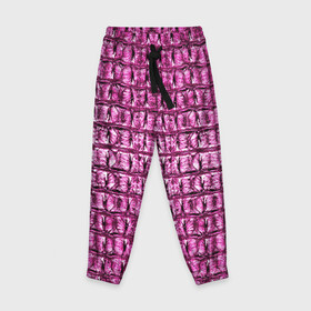 Детские брюки 3D с принтом Pink Alligator в Новосибирске, 100% полиэстер | манжеты по низу, эластичный пояс регулируется шнурком, по бокам два кармана без застежек, внутренняя часть кармана из мелкой сетки | alligator | crocodile | leather | scales | skin
