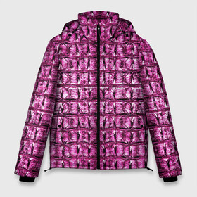 Мужская зимняя куртка 3D с принтом Pink Alligator в Новосибирске, верх — 100% полиэстер; подкладка — 100% полиэстер; утеплитель — 100% полиэстер | длина ниже бедра, свободный силуэт Оверсайз. Есть воротник-стойка, отстегивающийся капюшон и ветрозащитная планка. 

Боковые карманы с листочкой на кнопках и внутренний карман на молнии. | Тематика изображения на принте: alligator | crocodile | leather | scales | skin