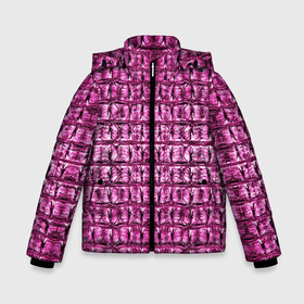 Зимняя куртка для мальчиков 3D с принтом Pink Alligator в Новосибирске, ткань верха — 100% полиэстер; подклад — 100% полиэстер, утеплитель — 100% полиэстер | длина ниже бедра, удлиненная спинка, воротник стойка и отстегивающийся капюшон. Есть боковые карманы с листочкой на кнопках, утяжки по низу изделия и внутренний карман на молнии. 

Предусмотрены светоотражающий принт на спинке, радужный светоотражающий элемент на пуллере молнии и на резинке для утяжки | Тематика изображения на принте: alligator | crocodile | leather | scales | skin