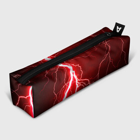 Пенал школьный 3D с принтом Red Lightning в Новосибирске, 100% полиэстер | плотная ткань, застежка на молнии | energy | fire | lightning | storm | thunder