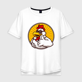 Мужская футболка хлопок Oversize с принтом Курито в Новосибирске, 100% хлопок | свободный крой, круглый ворот, “спинка” длиннее передней части | животные | курица | куры | птицы | цыпленок