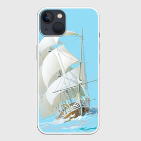 Чехол для iPhone 13 с принтом The white wanderer в Новосибирске,  |  | ocean | sea | ship | волны | океан | парусник