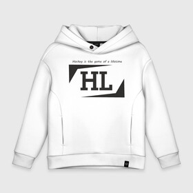 Детское худи Oversize хлопок с принтом Hockey life / HL logo в Новосибирске, френч-терри — 70% хлопок, 30% полиэстер. Мягкий теплый начес внутри —100% хлопок | боковые карманы, эластичные манжеты и нижняя кромка, капюшон на магнитной кнопке | Тематика изображения на принте: hl | hockey | logo | play off | sport | хоккей