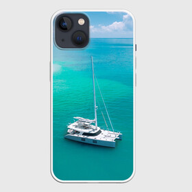 Чехол для iPhone 13 с принтом ПАРУСНИК | SAILBOAT (Z) в Новосибирске,  |  | boat | sailboat | ship | ships | кораблик | кораблики | корабль | лагуна | лодка | лодочка | мореход | одинокая лодка | парус | парусник | судно | яхта | яхты