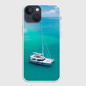 Чехол для iPhone 13 mini с принтом ПАРУСНИК | SAILBOAT (Z) в Новосибирске,  |  | boat | sailboat | ship | ships | кораблик | кораблики | корабль | лагуна | лодка | лодочка | мореход | одинокая лодка | парус | парусник | судно | яхта | яхты