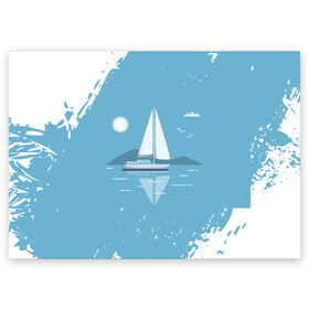 Поздравительная открытка с принтом ОДИНОКИЙ ПАРУСНИК | SAILBOAT (Z) в Новосибирске, 100% бумага | плотность бумаги 280 г/м2, матовая, на обратной стороне линовка и место для марки
 | boat | sailboat | ship | ships | бумага | кораблик | кораблики | корабль | красный парус | лодка | лодочка на белом | мореход | одинокая лодка | оригами | парус | парусник | судно | яхта