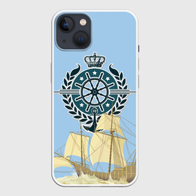 Чехол для iPhone 13 с принтом At the helm в Новосибирске,  |  | ocean | sea | ship | summer | волны | океан | парусник