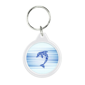 Брелок круглый с принтом Дельфин в Новосибирске, пластик и полированная сталь | круглая форма, металлическое крепление в виде кольца | Тематика изображения на принте: cute | dolphin | два дельфина | дельфин | дельфин в море | дельфинами | милый | мир | подводный