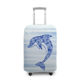Чехол для чемодана 3D с принтом Дельфин в Новосибирске, 86% полиэфир, 14% спандекс | двустороннее нанесение принта, прорези для ручек и колес | cute | dolphin | два дельфина | дельфин | дельфин в море | дельфинами | милый | мир | подводный
