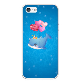 Чехол для iPhone 5/5S матовый с принтом Дельфин с воздушными шариками в Новосибирске, Силикон | Область печати: задняя сторона чехла, без боковых панелей | cute | dolphin | два дельфина | дельфин | дельфин в море | дельфинами | милый | мир | подводный