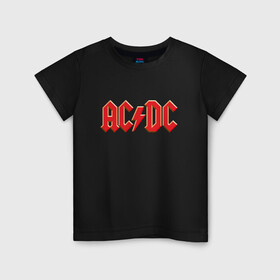 Детская футболка хлопок с принтом AC/DC в Новосибирске, 100% хлопок | круглый вырез горловины, полуприлегающий силуэт, длина до линии бедер | ac | ac dc | ac|dc | angus young | dc. logo | hard | rock | ангус янг | логотип