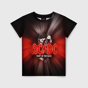 Детская футболка 3D с принтом AC/DC: Angus Young в Новосибирске, 100% гипоаллергенный полиэфир | прямой крой, круглый вырез горловины, длина до линии бедер, чуть спущенное плечо, ткань немного тянется | Тематика изображения на принте: ac | ac dc | ac|dc | angus young | dc. logo | hard | rock | ангус янг | логотип