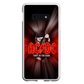 Чехол для Samsung S10E с принтом AC/DC: Angus Young в Новосибирске, Силикон | Область печати: задняя сторона чехла, без боковых панелей | ac | ac dc | ac|dc | angus young | dc. logo | hard | rock | ангус янг | логотип